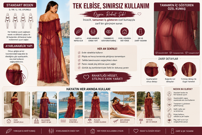 Seksi Transparan Pareo Elbise | Ayarlanabilir Standart Beden